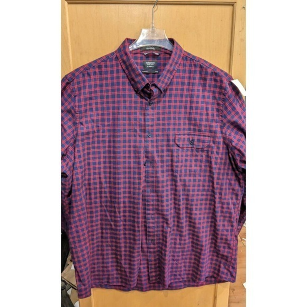Nordstrom Men's Shop XL Button Down Long Sleeve Shirt Plaid Red